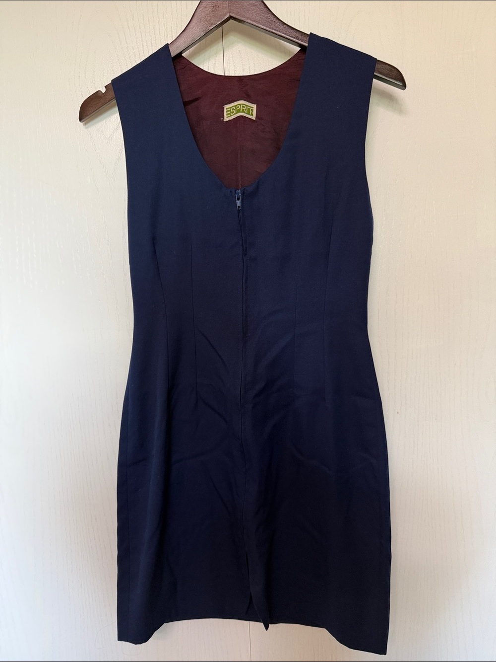Esprit Navy Blue Sleeveless Mini Dress with Burgundy Lining